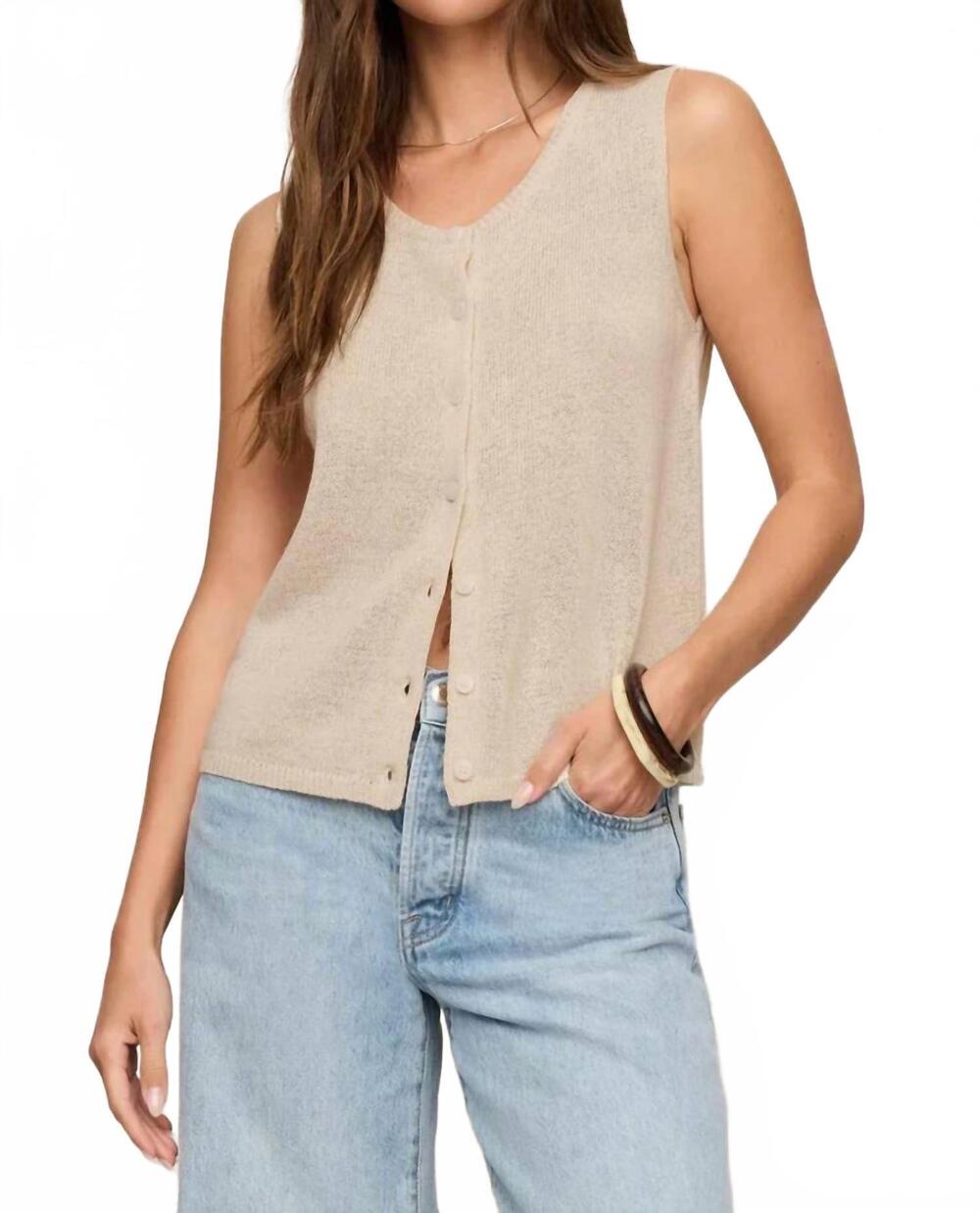 NEW Z SUPPLY syd linen knit tank top in sandstone